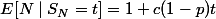 E[N\mid{S_N=t}] =1+c(1-p)t